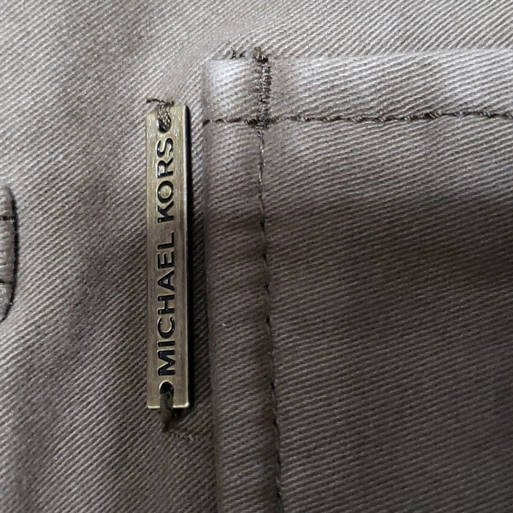 Michael Kors Olive Green Gold Zipper Cuff Pants Size 6 - Picture 6 of 16